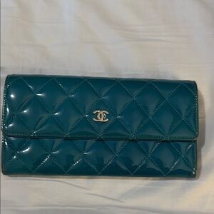 CHANEL Blue Quilted Wallet